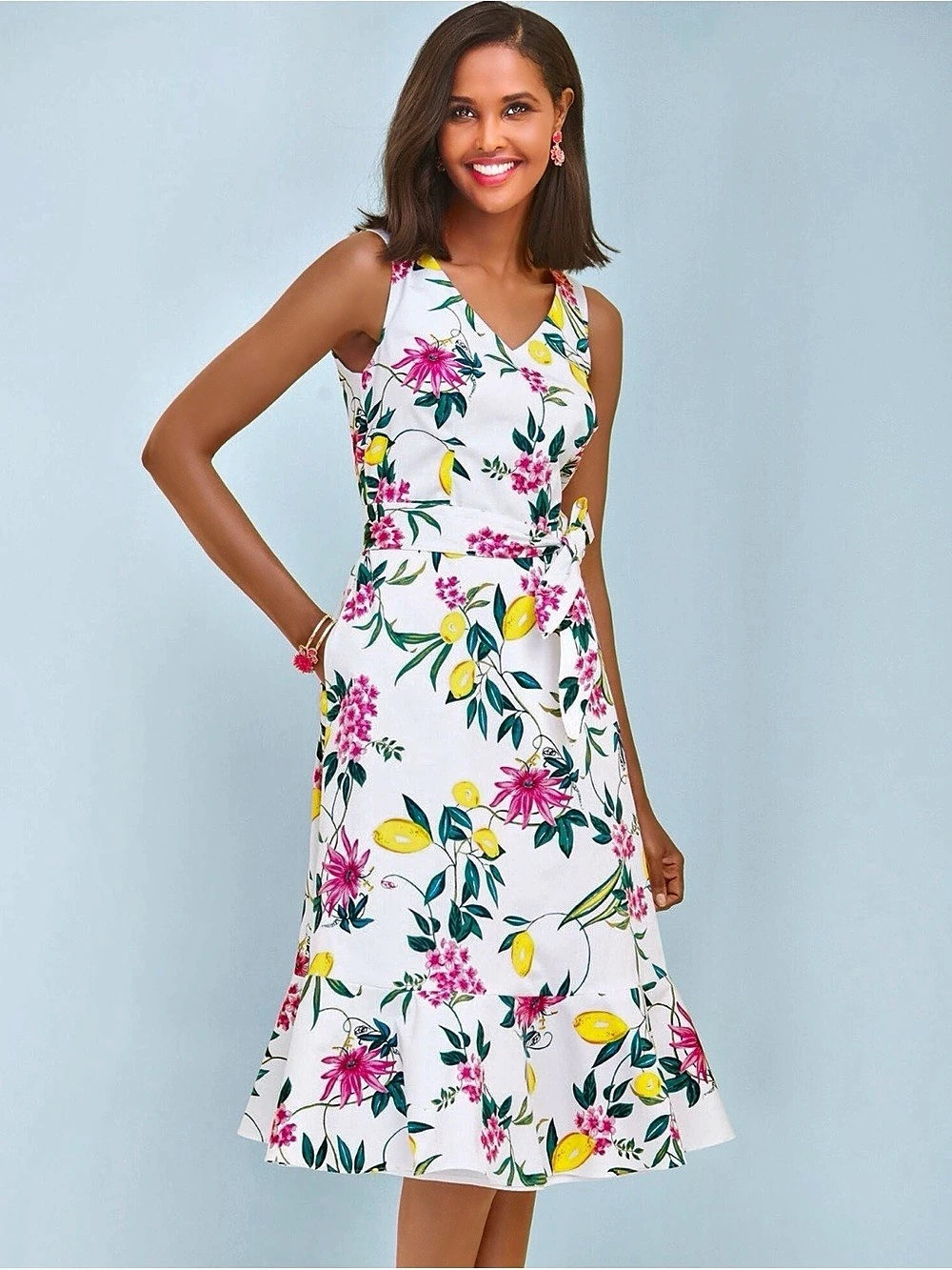 Talbots RSVP by Talbots Lively Lemon Fit & Flare Midi Dress Lively Lemon Fit &
